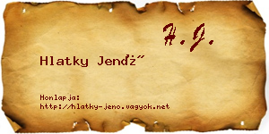 Hlatky Jenő névjegykártya